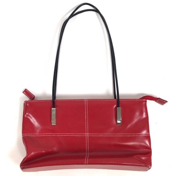 Vintage 90s Vampy Grunge Red Shoulder Bag Streetwear Baddie Underarm Purse - Picture 2 of 8